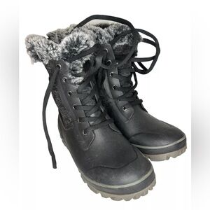 Winter Boots Size 8, Bogs Womens Arcata Knit 72404-009 Waterproof Black Fur